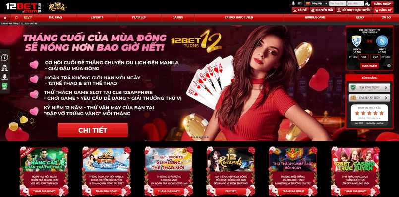 12 Bet với thiết kế giao diện ấn tượng