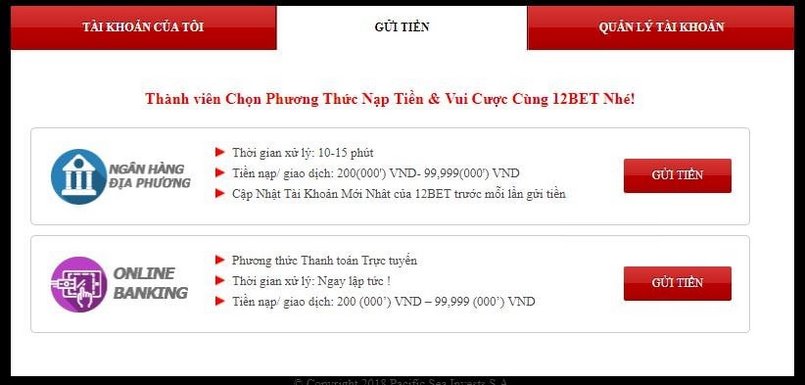 Phương thức nạp rút đa dạng