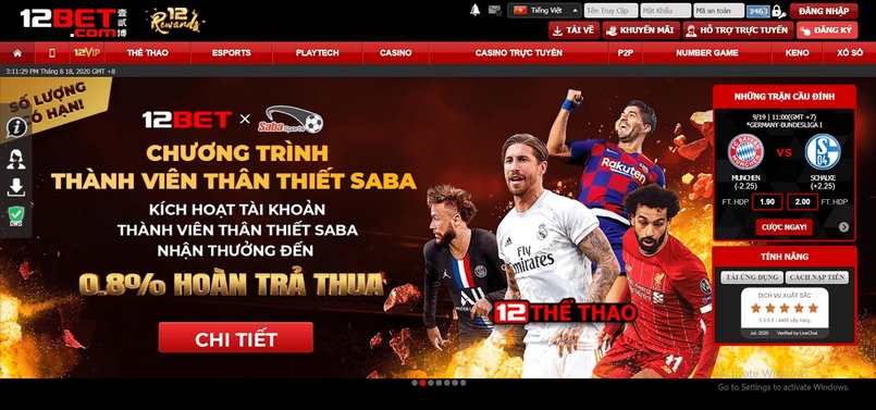 Thể thao là thế mạnh của 12Bet