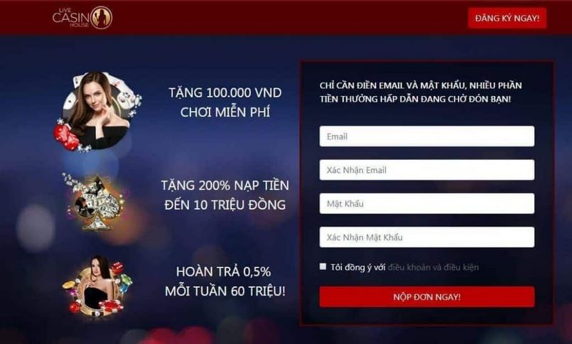 Đăng ký tại Livecasinohouse