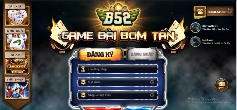 Game bài bom tấn tại B52 Club